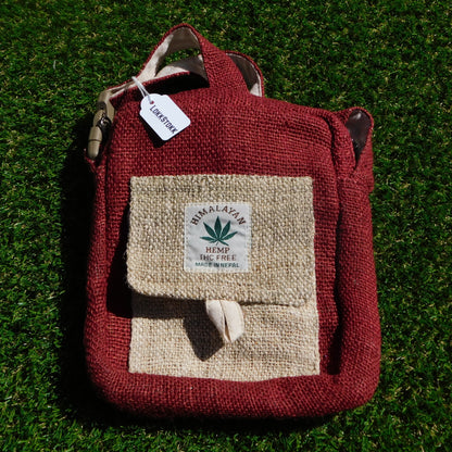 Small Bag with strap, 100% Hemp, Red