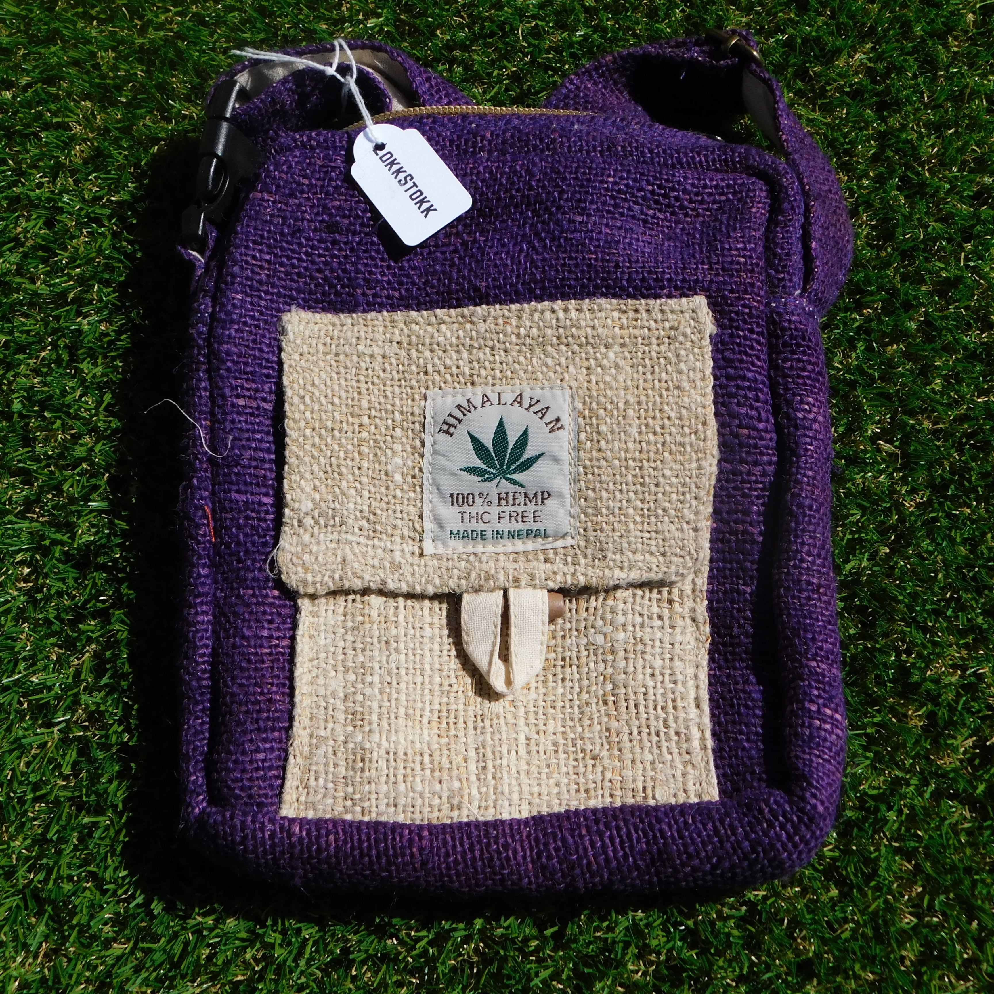 Small Bag with strap, 100% Hemp, Purple