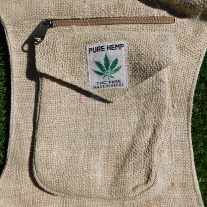 Sling Bag with 3 pockets, 2 lined. - Pure Hemp